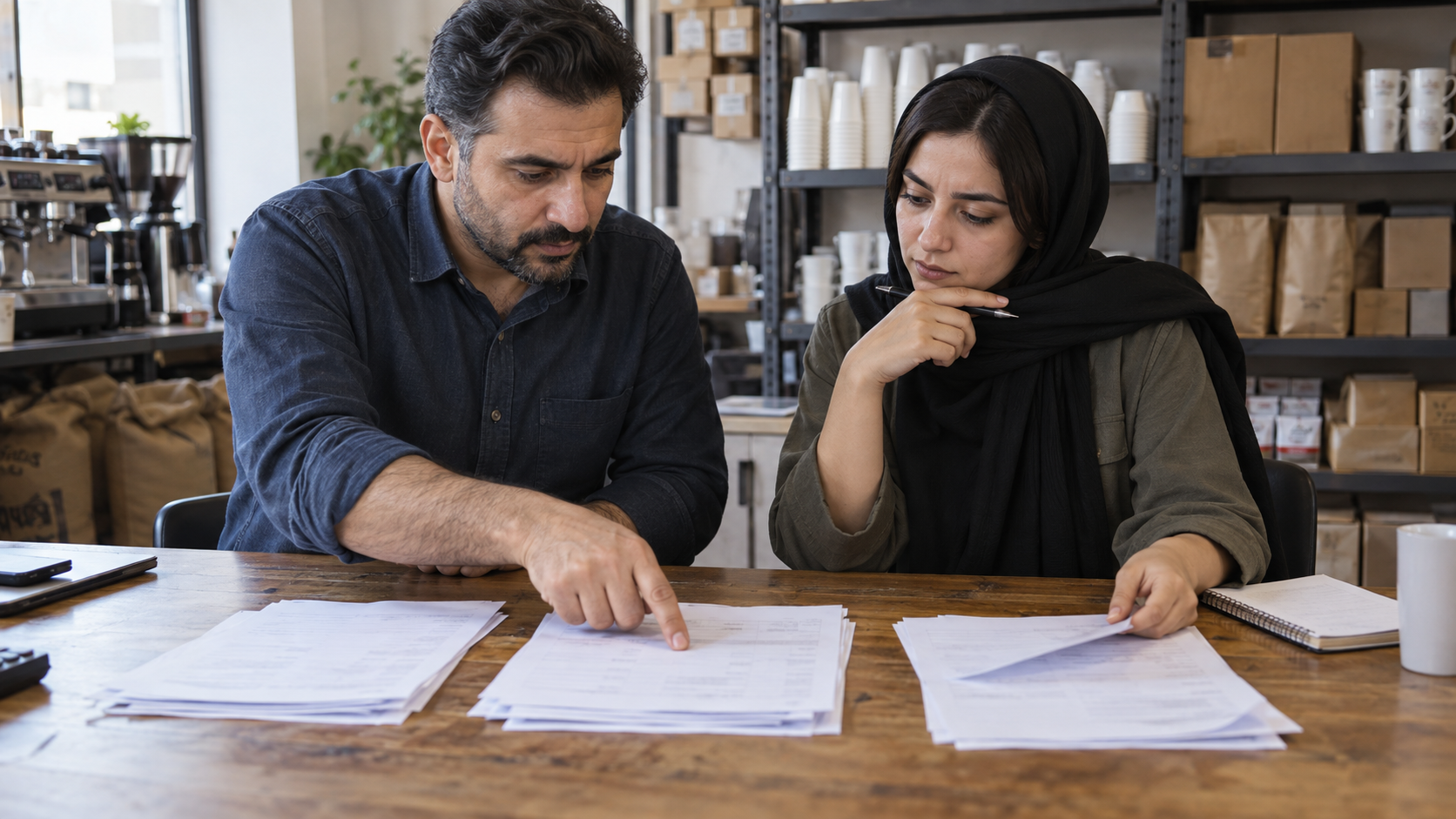 مرور سوابق خرید مشتریان و دسته‌بندی فاکتورها روی میز