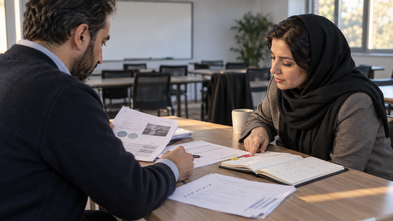 مرور برگههای کارگاه و موعد جلسه بعد در اتاق آموزش